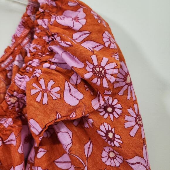 Freee People Miss Daisy floral printed ruffle smock blouse woman's size medium - Picture 10 of 13